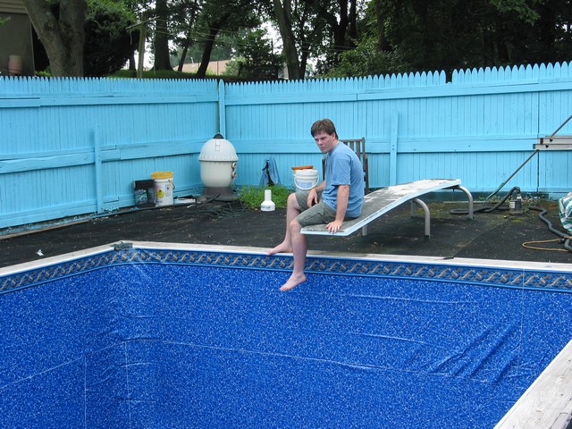 The dead diving board. Note those wrinkles on the right. They never went away.