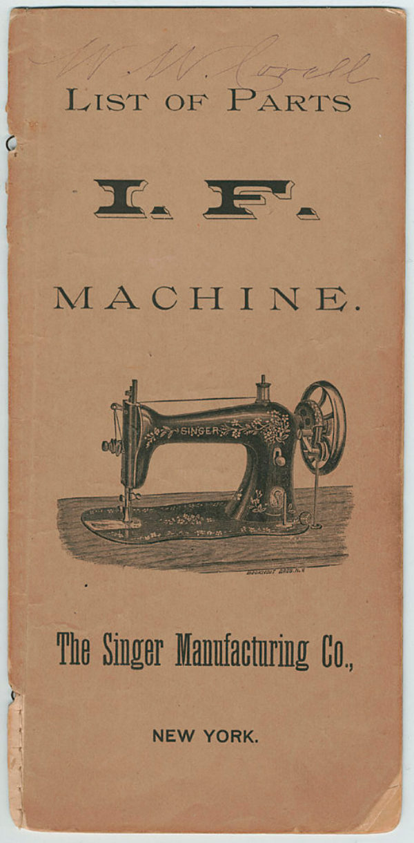 Singer Improved Family Parts List manual cover