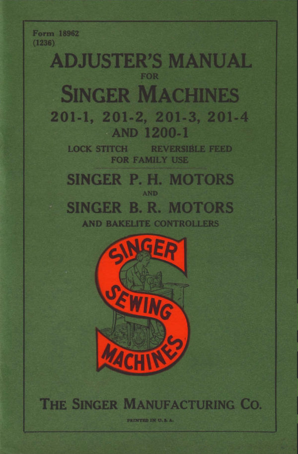 Singer 201-1, 201-2, 201-3, 201-4, & 1200-1 Adjuster's manual cover