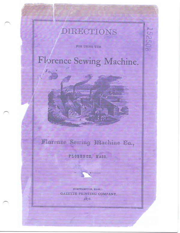 New Florence Manufacturing Machine manual cover
