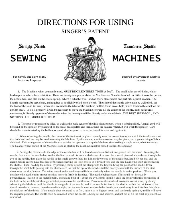 Singer Letter A manual cover
