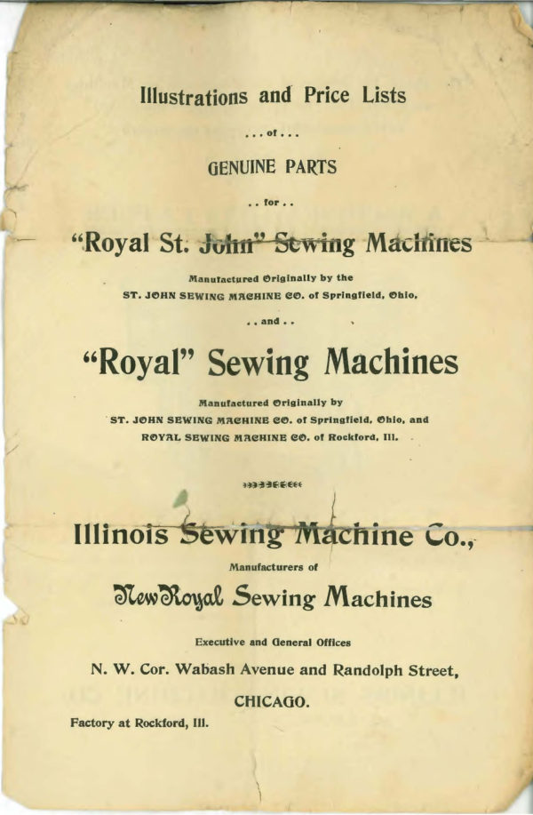 Illinois Royal St. John Parts & Price List manual cover