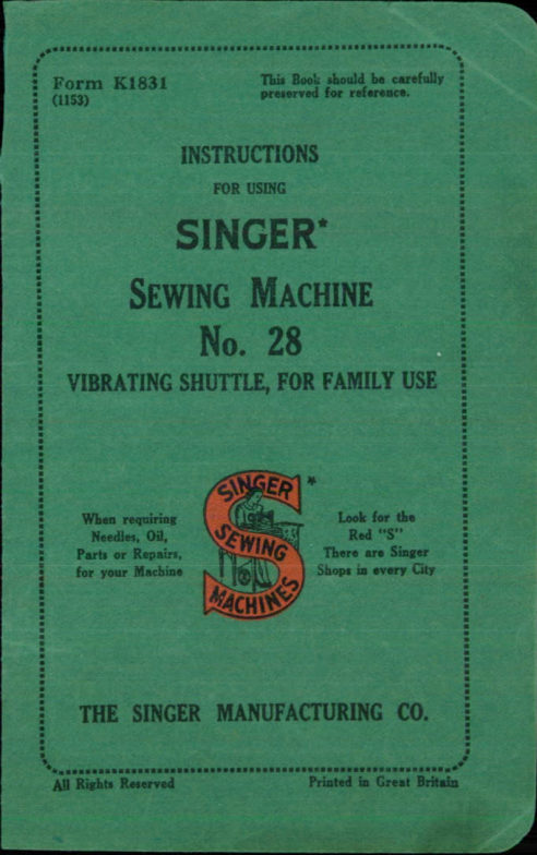 Singer 28 manual cover