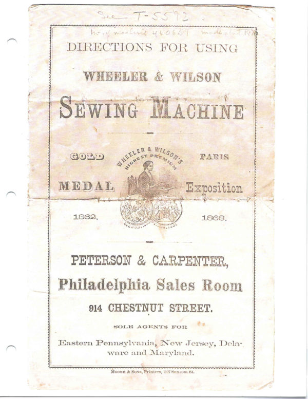 Wheeler & Wilson Number 4 manual cover