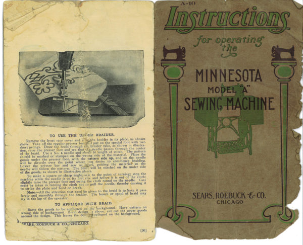 Sears Minnesota Model A Sewing Machine Instructions manual cover