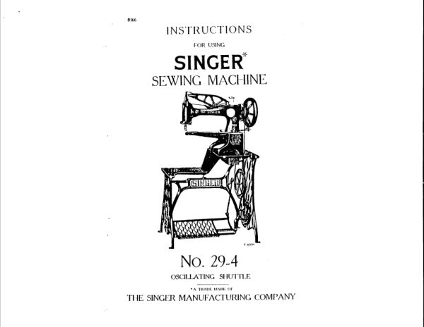 Singer 29-4 (black and white scan) manual cover