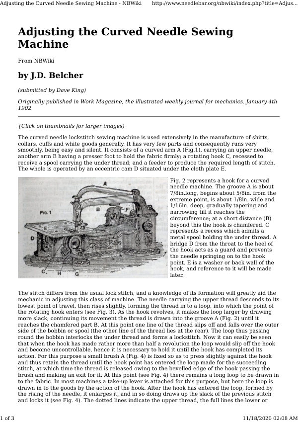 Wheeler & Wilson Adjusting the Curved Needle Sewing Machine manual cover
