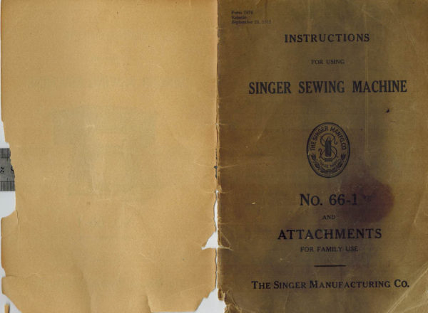 Singer 66-1 (1912, black and white scan) manual cover