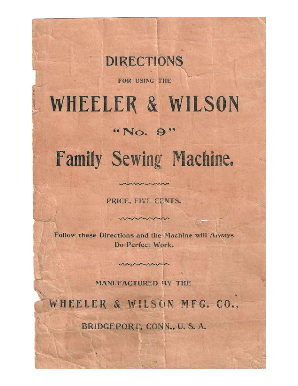 Wheeler & Wilson Number 9 manual cover