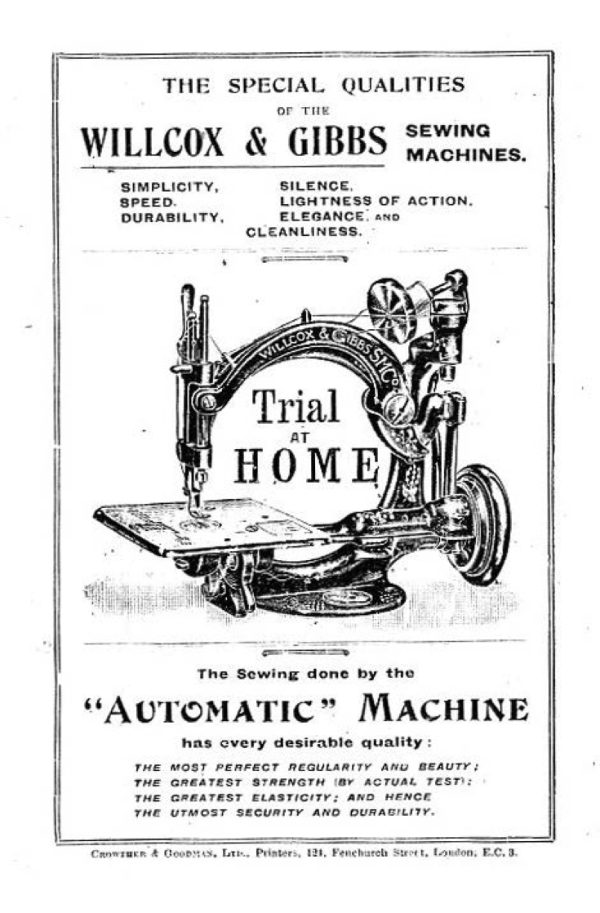 "Trial at Home" Willcox & Gibbs manual cover