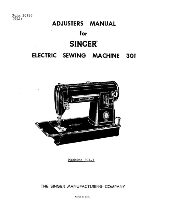 Singer 301 Adjusters manual cover