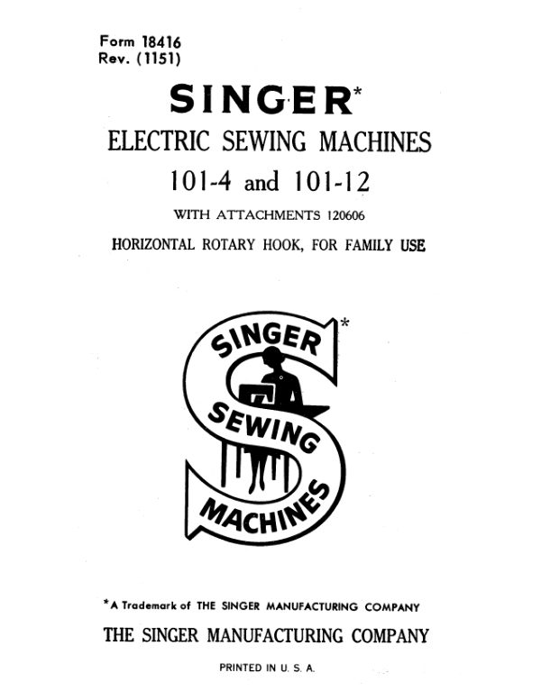 Singer 101-4 & 101-12 (black and white scan) manual cover