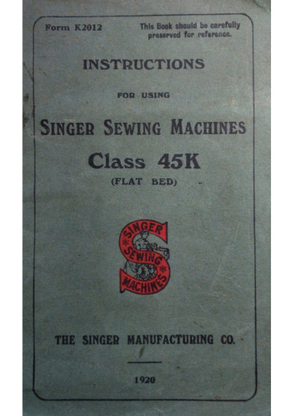 Singer 45K Flat Bed manual cover