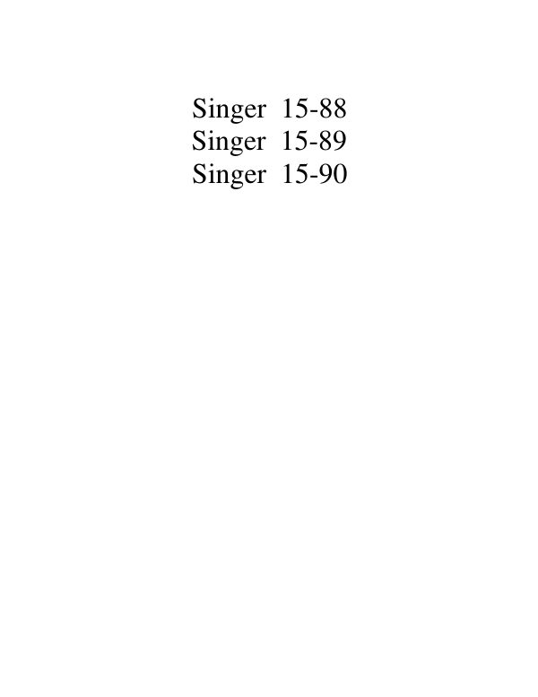 Singer 15-88, 15-89, & 15-90 Parts List manual cover