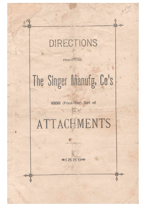 Singer Foot-Bar Attachments manual cover