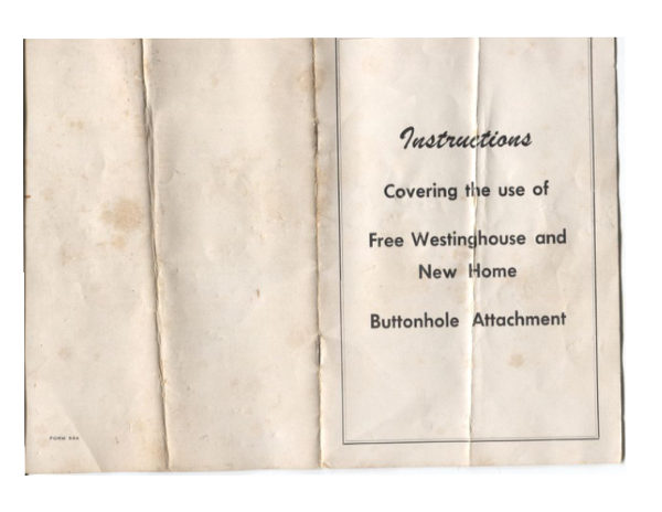 New Home and Free Westinghouse Buttonholer manual cover