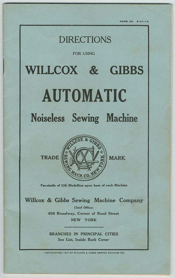 "Noiseless" Willcox & Gibbs - 1907 manual cover