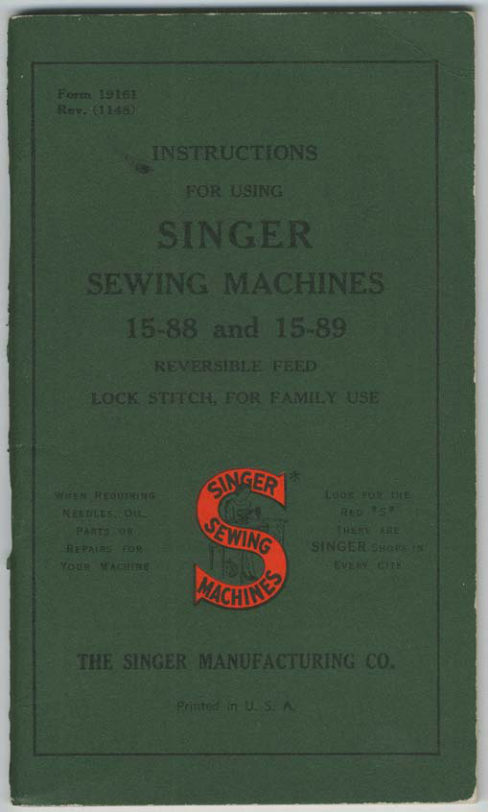 Singer 15-88 & 15-89 manual cover
