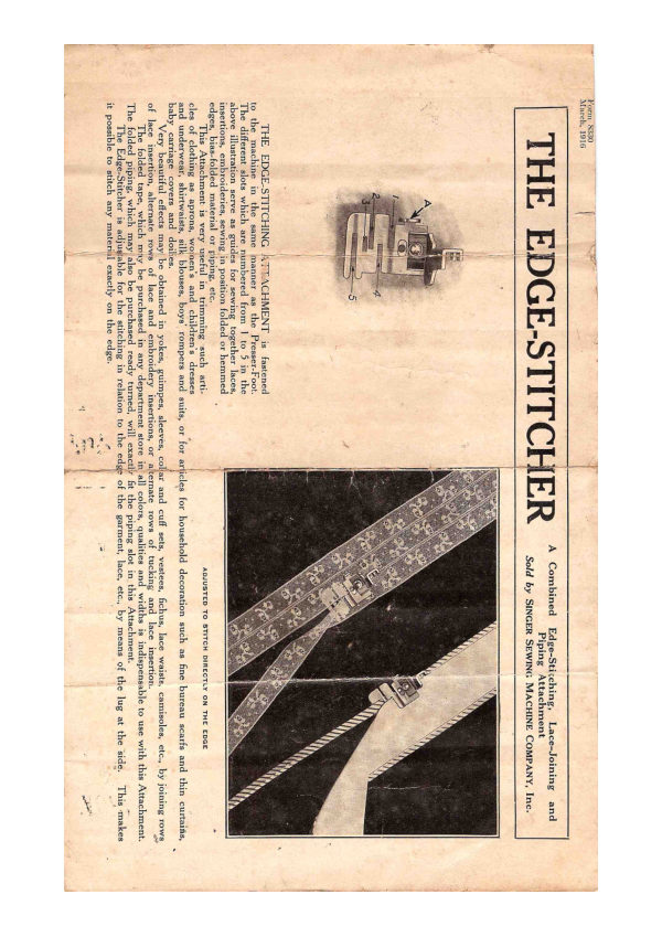 Singer Edgestitcher manual cover