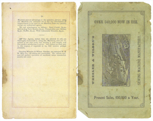 Wheeler & Wilson Number 3 manual cover