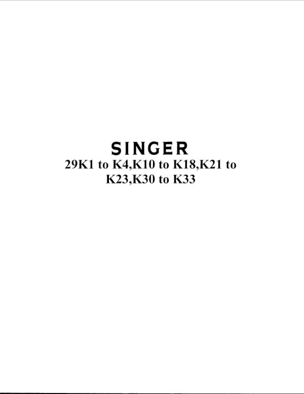 Singer 29K parts list manual cover