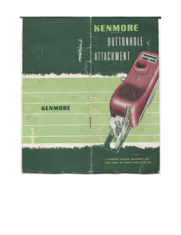 Kenmore Buttonhole Attachment manual cover