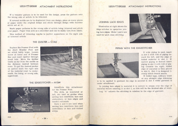 New Home Electric Rotary — Part 3, printed pages 26–36 manual cover
