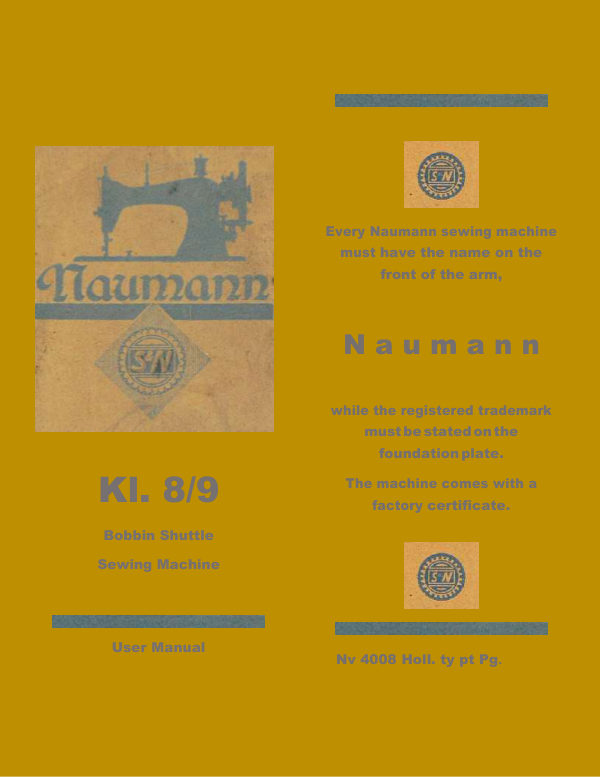 Seidel & Naumann Models 8 & 9 manual cover