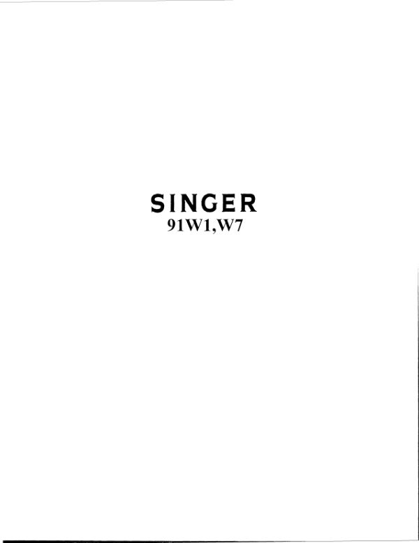 Singer 9W1 and 9W7 Parts List manual cover
