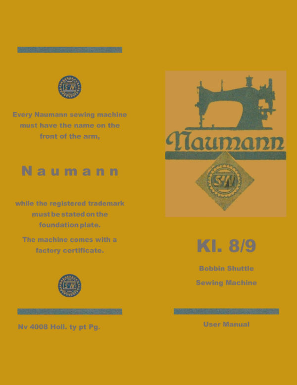 Seidel & Naumann Models 8 & 9 Bobbin Shuttle manual cover