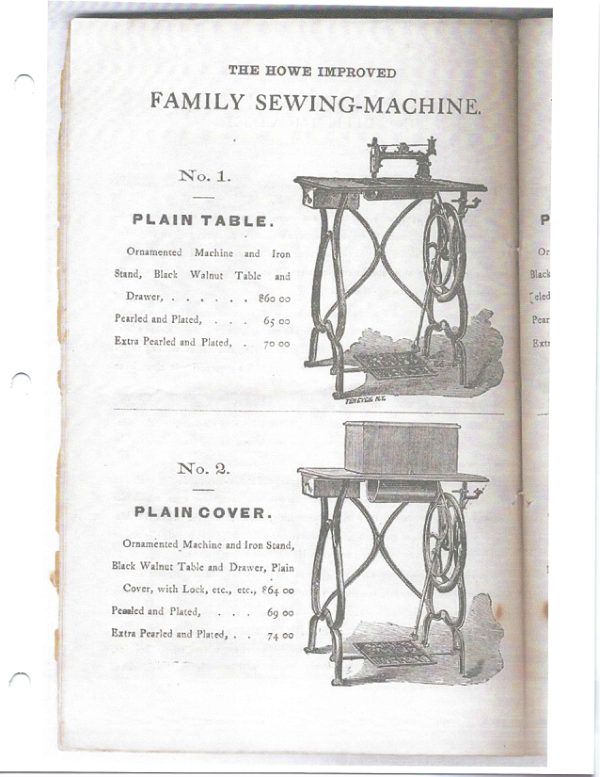 Howe Tables for the Improved Family Sewing Machines manual cover