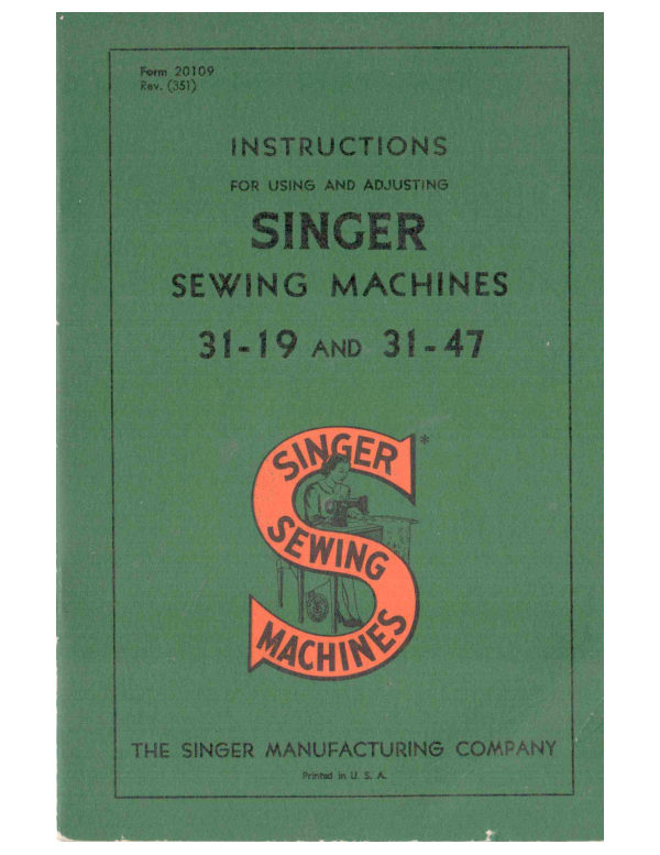 Singer 31-19 & 31-47 manual cover