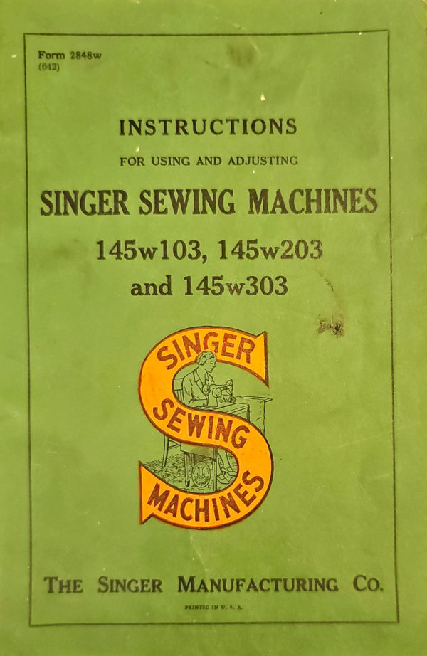 Singer 145w103, 145w203, 145w303 manual cover