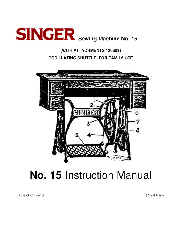 Singer 15 manual cover