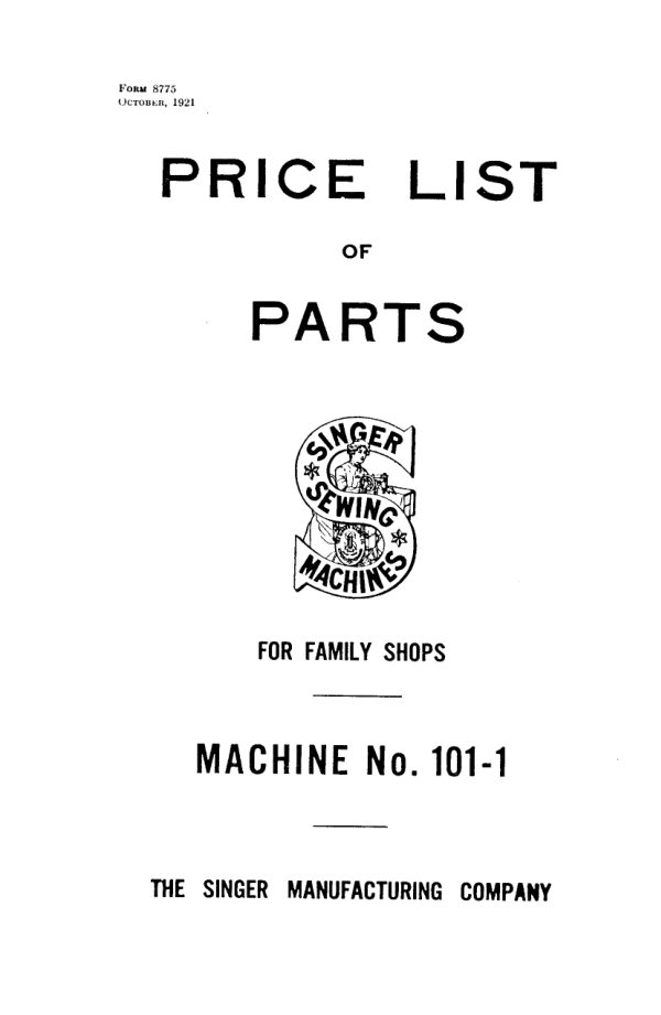 Singer 101-1 manual cover