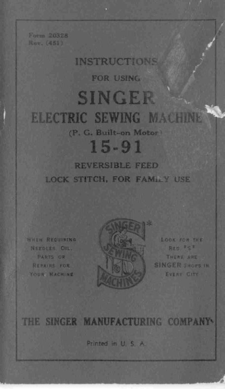Singer 15-91 manual cover