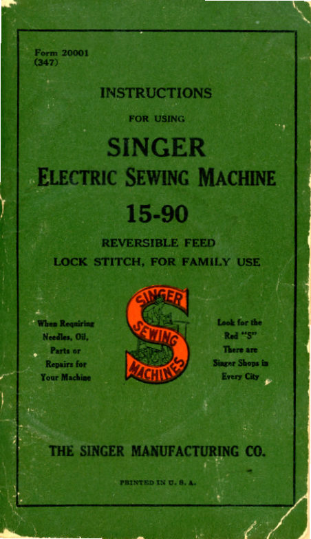 Singer 15-90 manual cover