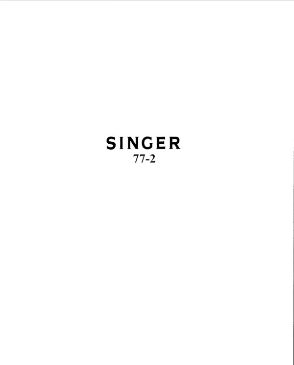Singer 77-2 manual cover