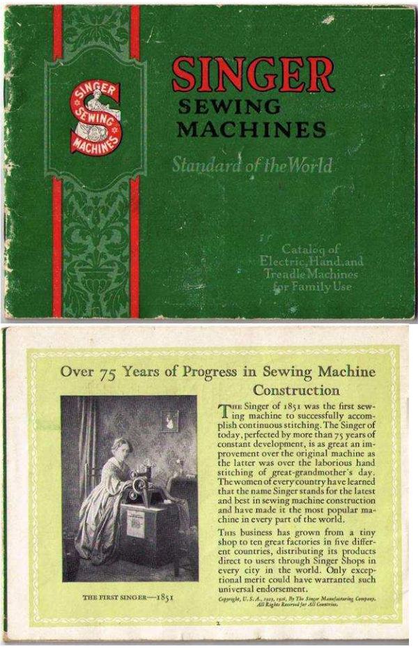 1926 Singer Sewing Machine Catalog manual cover