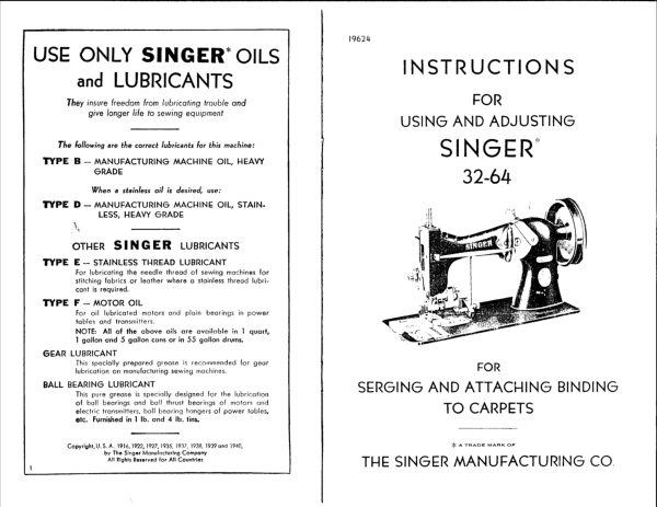 Singer 32-64 manual cover