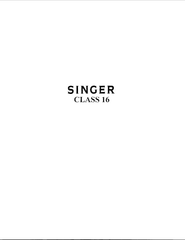 Singer Class 16 manual cover