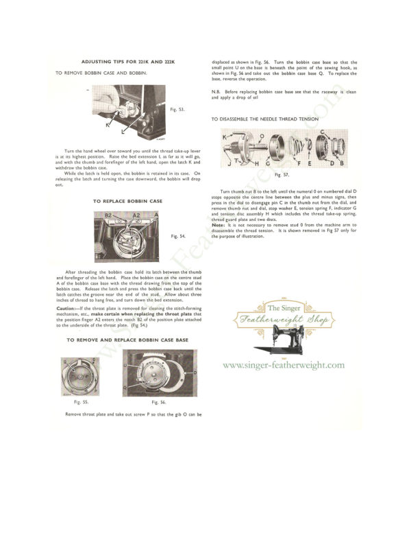 Singer 221 & 222 (Featherweight) Service Addendum manual cover