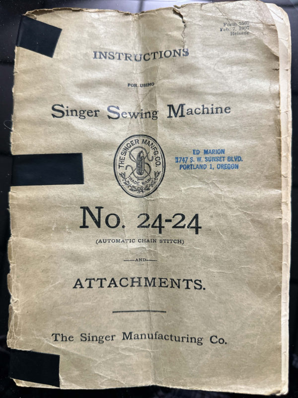 Singer 24-24 manual cover