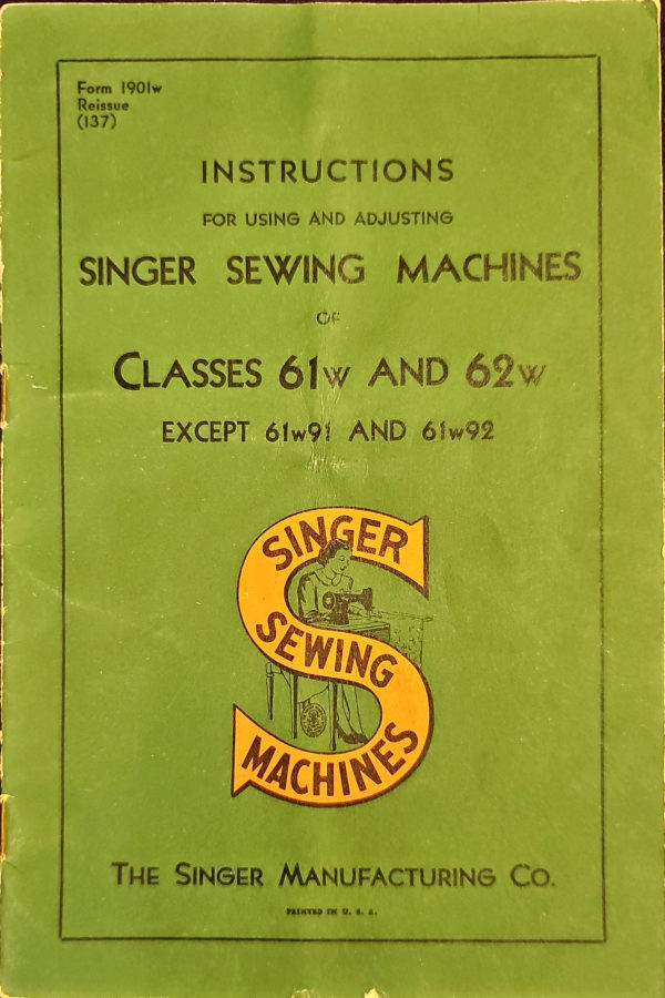 Singer 61w91, 61w92 manual cover