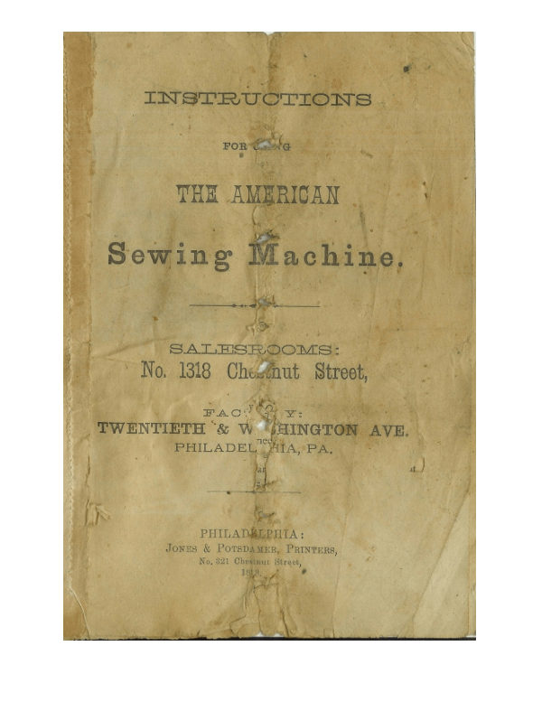 American Sewing Machine manual cover