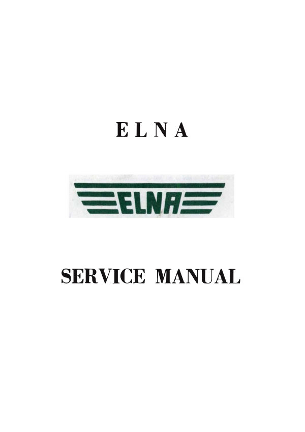 Elna Supermatic & Transforma Temporary Service manual cover