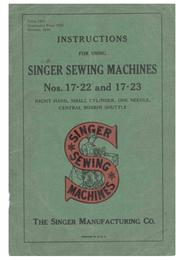 Singer 17-22 & 17-23 manual cover