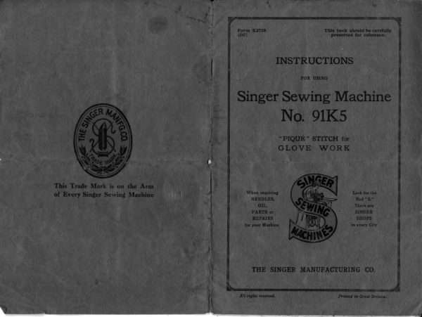 Singer 91K5 manual cover