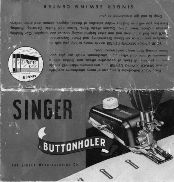 Singer Slantshank Buttonholer Model 160743 manual cover