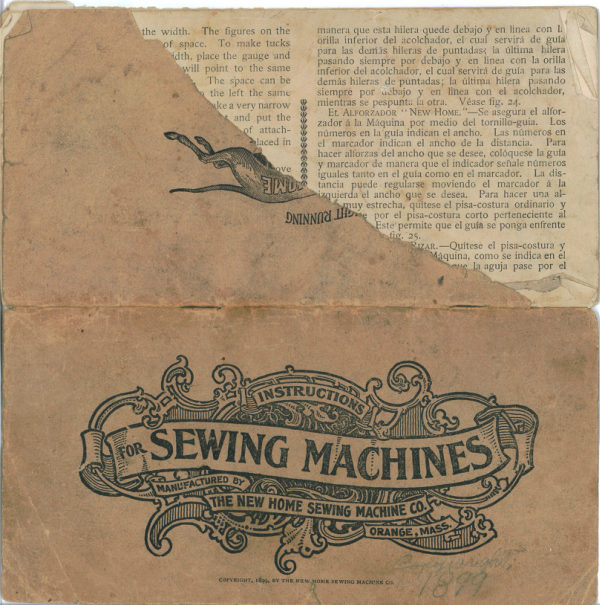 1899 New Home manual cover